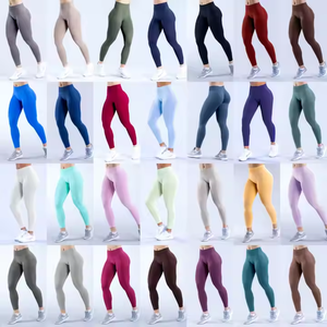 Leggings de Yoga de 28 Colores al Por Mayor con Logo Personalizado, de Cintura Baja para Mujer, con Efecto Fruncido en los Glúteos y sin Costuras, Pantalones de Gimnasio para Dama de Alta Elasticidad en Venta Caliente - Product Image 4