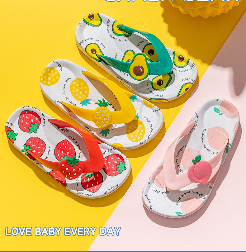 Cute Cartoon Fruit Slippers for Children Indoor Outdoor Beach Flip-Flops Slippers