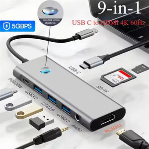 9 En 1 puertos <span class=keywords><strong>USB</strong></span> 3,0 100W PD tipo <span class=keywords><strong>C</strong></span> estación de acoplamiento de carga rápida 4K 60Hz para Puerto HDMI TF/SD adaptador de Audio <span class=keywords><strong>USB</strong></span> <span class=keywords><strong>C</strong></span> Hub para ordenador portátil - Product Image 2