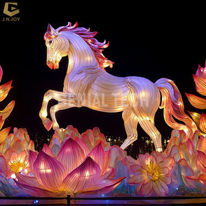 Lanterna del Festival di anno del cavallo cinese con la lanterna del fiore di loto SGL165 mostra di luce dello Zoo di festa - Product Image 2
