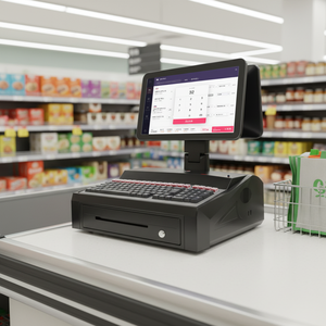 Caisse enregistreuse tactile double écran 15,6 pouces avec imprimante 58 mm et clavier pour supermarché - Product Image 1
