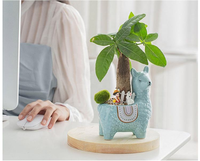 Décoration d'intérieur, pot de plante en céramique en forme d'alpaga bleu, mini-jardinières pour plantes succulentes, pots en forme d'animaux