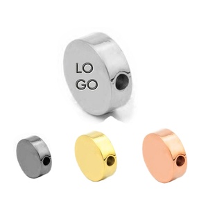 ACEWORKS Custom Engraved Logo Beads With Company Logo Metal Logo Bead Engraved Brand Name Disc <b>Spacer</b> Beads for Jewelry - Product Image 1
