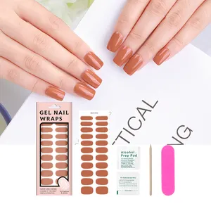 New Hot Selling Gel Polishing Sticker Self-adhesive Solid Color Nail Sticker Semi Cured Nail Strip Gel Nail Sticker