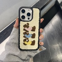 Étui en TPU avec design de nœud brodé, rectangle, iPhone 16 Pro Max, plusieurs modèles, motif floral, résistant aux chutes, style cartoon