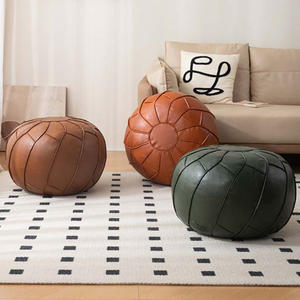 Puf marroquí sin relleno, reposapiés otomano, asiento hecho a mano de piel sintética, silla de suelo, reposapiés para sala de estar, dormitorio - Product Image 2