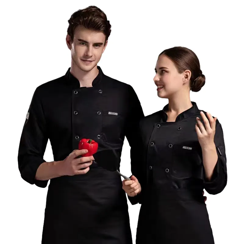 Profesyonel uzun kollu restoran üniforma şef ceket erkek aşçı ceket mutfak mutfağı fırın Cafe otel garson şef elbise
