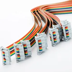 UL2651 28AWG IDC Connector Wire 0.635/1.27/1.0/2.0/2.54mm Rainbow Flat Ribbon Cable 6 8 10 12 16 20 26 30 40 Pin