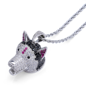 Hiphop 3d lindo lobo de cabeza de perro colgante para las mujeres collar - Product Image 5