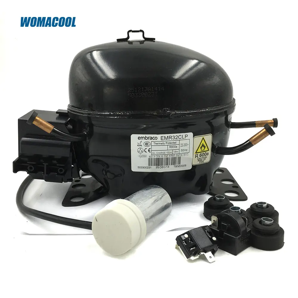 WOMACOOL ขายร้อน R600a 220-240 V/50Hz ตู้เย็นตู้เย็นคอมเพรสเซอร์ EMR32CLP สําหรับEmbraco ชิ้นส่วนเครื่องทําความเย็น