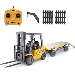 Huina 1/10 schaal 10CH 1576 Alloy heftruck met vlakke laadbak, semi-constructievrachtwagen, RC bouwvoertuigmodel - Product Image 2