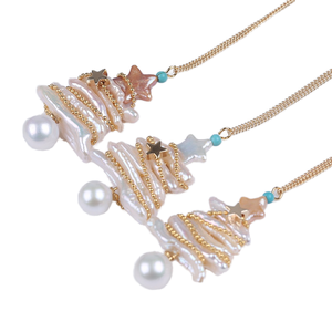 Joyería de Moda al por Mayor, Collar de Perlas Redondas Biwa de Agua Dulce Naturales, Cadena de Eslabones, Unisex, Regalo de Navidad - Product Image 1