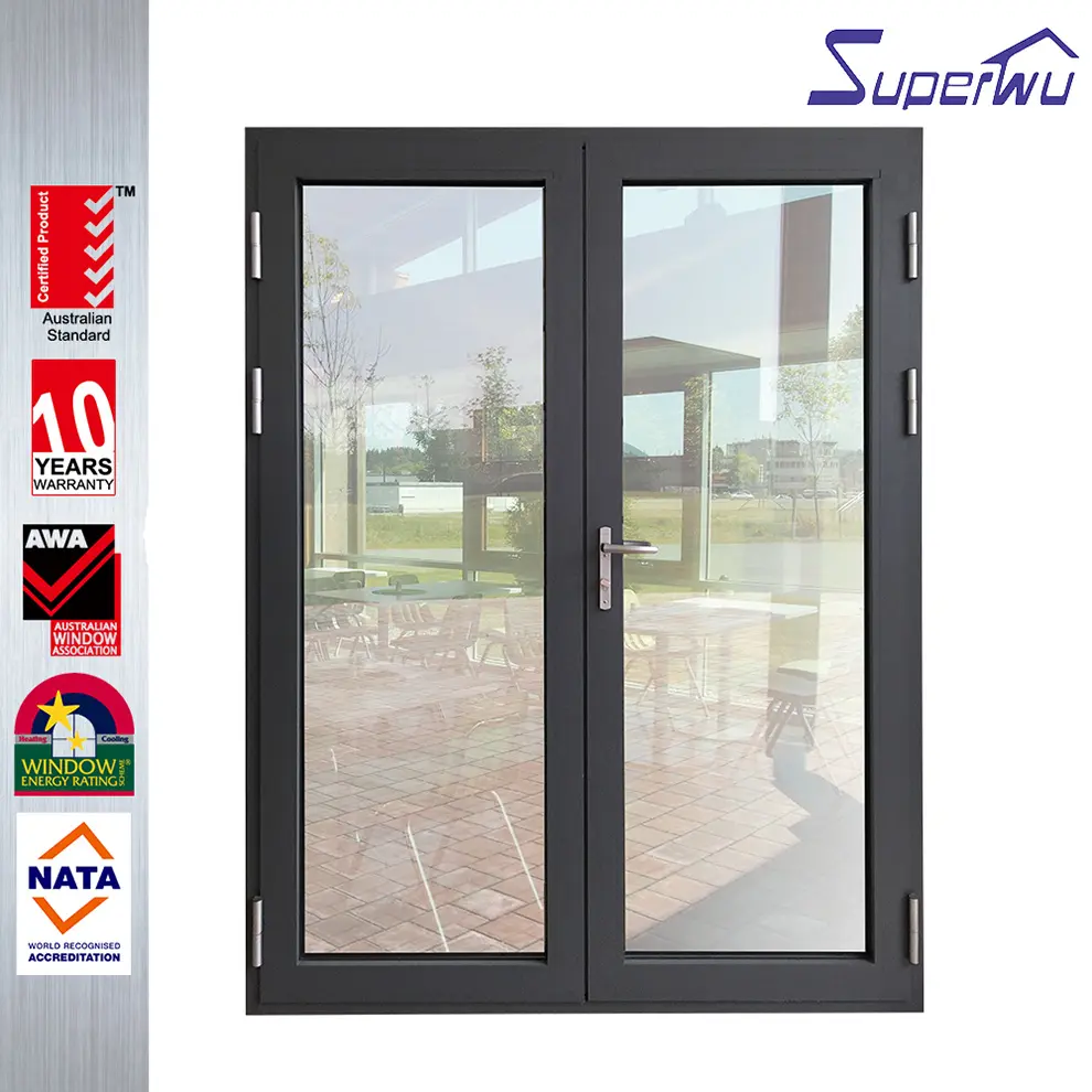 NFRC NOA AS2047 Cheap price french patio doors aluminium frame double glass exterior aluminum door