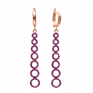 Rubí CZ piedra forma redonda encanto pendientes largos venta al por Mayor turco hecho a mano 925 plata esterlina joyería fina - Product Image 2
