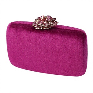 Women's Classic Velvet Waterproof Evening <b>Clutch</b> Polyester Lining Chain Strap Zipper Closure Flap Design-<b>Wedding</b> Party - Product Image 2