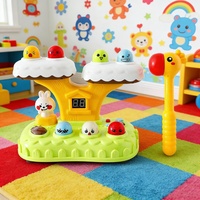 Jeu interactif pour tout-petits : Marteau électronique éducatif pour enfants avec lumières, musique et histoires – Jeu de batte de taupe sur souche d'arbre