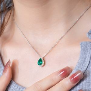Joyería Messi MSN-636, Colgante de Esmeralda Cultivada en Laboratorio de 18K, Diseño de Pera, para Fiesta/Mujer - Product Image 5