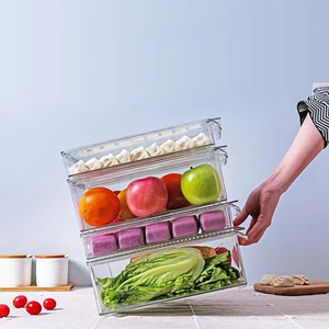 高品质可堆叠冰柜塑料冰箱储物盒食品储物组织器箱厨房储物容器 - Product Image 2
