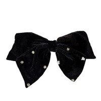Pince à cheveux en velours cristal style français avec nœud, design vintage chic fait main, pour femme - Accessoire de coiffure luxueux volumisant