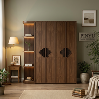 Armoire en bois à lattes style peinture à l'encre orientale Zen, avec coiffeuse intégrée et meuble de rangement, pour appartement de services, taille sur mesure