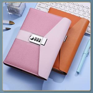 Creative Multifunctional <b>Locked</b> Student's Handbook Custom Pu Leatherjournal Hardcover Notebook Coded Lock <b>Diary</b> Planner - Product Image 2