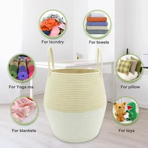 Handmade Cotton Rope Storage Basket Laundry Basket Custom Basket With Handle