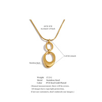 Collier pendentif double anneau en acier inoxydable JINYOU 2554, chaîne serpent en métal, bijoux pour femmes