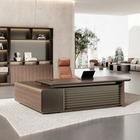 Bureau de direction moderne de luxe pour avocat, en forme de L, en bois massif, avec grand tiroir de rangement et meuble de bureau