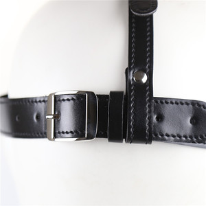 Imbracatura bendata e bavaglio in pelle a sfera con tappo a sfera in Silicone Bondage palla maschera BDSM bocchino giocattoli di ritenuta - Product Image 4