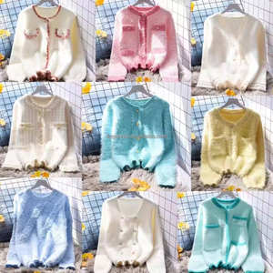 Suéter de punto holgado de manga larga con cuello en V para <span class=keywords><strong>mujer</strong></span>, estilo casual, nueva moda de otoño, con botones frontales, venta al por mayor - Product Image 4