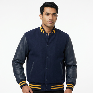 Veste à capuche unisexe en laine style universitaire, best-seller, broderie, col montant, patchwork, logo frontal, séchage rapide - Product Image 1