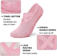 Chaussettes de yoga antidérapantes pour femmes avec logo personnalisé, style Mary Jane, pour Pilates, barre et danse, prêtes à être expédiées