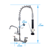 Robinet de lavabo mural moderne en laiton à double poignée, 2 trous, pour lavage pré-rinçage, idéal pour hôtels et cuisines
