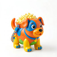 Seau à Popcorn Personnalisé en Plastique ABS, Motif Chien de Dessin Animé, Contenant à Popcorn Animal avec Sangle pour Cadeaux d'Événements