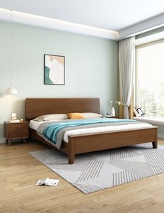 High Quality Solid Wood Platform <b>Bed</b> <b>Frame</b>, Mid-Century Modern Wooden <b>Bed</b> with Headboard for Bedroom Furniture - Product Image 1