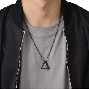Collier pour homme en acier inoxydable plaqué or 18 carats, pendentif géométrique triangle <span class=keywords><strong>lune</strong></span> viking, charmes néo-gothiques PN-1707 - Product Image 3