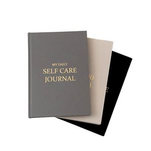 High Quality A5 Gray Almond Pink Thread Sewing Hardcover <b>Journal</b> for Daily Self Care Wellness Gratrition Mental Health - Product Image 1