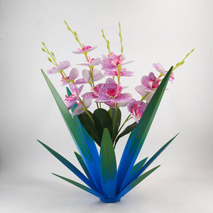 SYLVAN Adornos Creativos <span class=keywords><strong>de</strong></span> Hierro con Forma <span class=keywords><strong>de</strong></span> Flor <span class=keywords><strong>de</strong></span> <span class=keywords><strong>Agave</strong></span>, Artesanía <span class=keywords><strong>de</strong></span> <span class=keywords><strong>Tequila</strong></span>, Decoración LED para Patio Exterior con Simulación <span class=keywords><strong>de</strong></span> Phalaenopsis - Product Image 2
