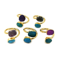 Bague en pierre véritable, anneau redimensionnable, Double druse, plaqué or, turquoises naturelles, vente en gros, cadeaux pour femmes, haute qualité, offre spéciale