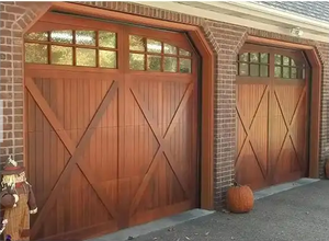 باب مرآب مقطعي من خشب البلوط من مصنع JinPai ، باب مرآب من الألومنيوم معزول علوي من ألواح خشبية صلبة 9 × 8 ، باب مرآب - Product Image 5