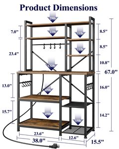 <span class=keywords><strong>Estante</strong></span> de Cocina Industrial Grande de 16 Pies Cúbicos y 5 Niveles, Soporte <span class=keywords><strong>para</strong></span> <span class=keywords><strong>Microondas</strong></span>, Estación de Cafetería con Ganchos y Soporte <span class=keywords><strong>para</strong></span> Toallas de Papel - Product Image 2