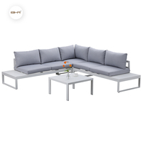 Canapé d'extérieur en aluminium pur en forme de L, élégant, pour jardin et terrasse, BHR |   Design classique intemporel pour une relaxation parfaite