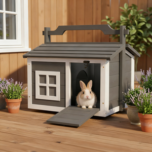 Cages à lapins d'extérieur pour l'élevage commercial avec mangeoire en bois, design moderne et luxueux pour petits animaux - Product Image 2