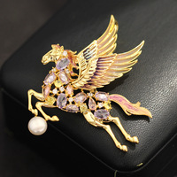 Broches TIANSHE de luxe haut de gamme en émail, motif Pégase, micro-incrustées de zircon, en cuivre, accessoires de personnalité Corsflower
