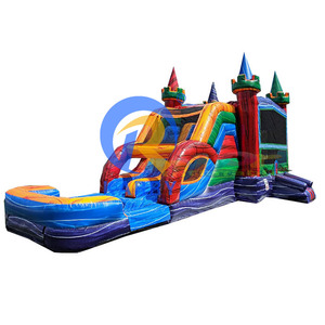 Château gonflable commercial à motif marbre avec toboggan, idéal pour fêtes et parcs d'attractions - Grande Vente - Product Image 3