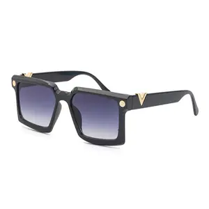 Роскошные винтажные металлические брендовые солнцезащитные очки, мужские Квадратные Солнцезащитные очки