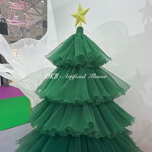 Ornements <span class=keywords><strong>de</strong></span> Noël personnalisés en tulle vert, grand <span class=keywords><strong>sapin</strong></span> <span class=keywords><strong>de</strong></span> Noël <span class=keywords><strong>de</strong></span> 200 cm en organza fait main pour vitrine <span class=keywords><strong>de</strong></span> centre commercial, fête, décoration intérieure - Product Image 5