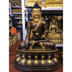 Small Antique Collection Copper Thousand-Handed Guanyin Sitting Bronze Buddha Statue