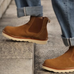 Bottes Chelsea en cuir véritable personnalisées pour hommes Semelle extérieure en <span class=keywords><strong>mousse</strong></span> de caoutchouc Hauteur cheville Style occidental pour bottes d'hiver - Product Image 2