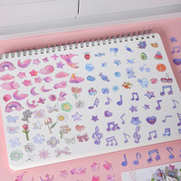 Paquete de 50 Pegatinas de la Serie Peach Galaxy, Hojas de Pegatinas Pequeñas con Temática de Estrellas para Decoración de Tarjetas